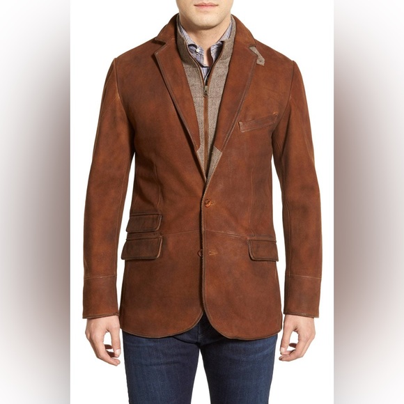 Men's Brown Leather Blazer
